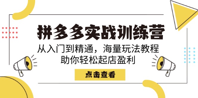 拼多多实战训练营，从入门到精通，海量玩法教程，助你轻松起店盈利 - 严选资源大全 - 严选资源大全