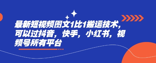 最新短视频图文1比1搬运技术，可以过抖音，快手，小红书，视频号所有平台 - 严选资源大全 - 严选资源大全