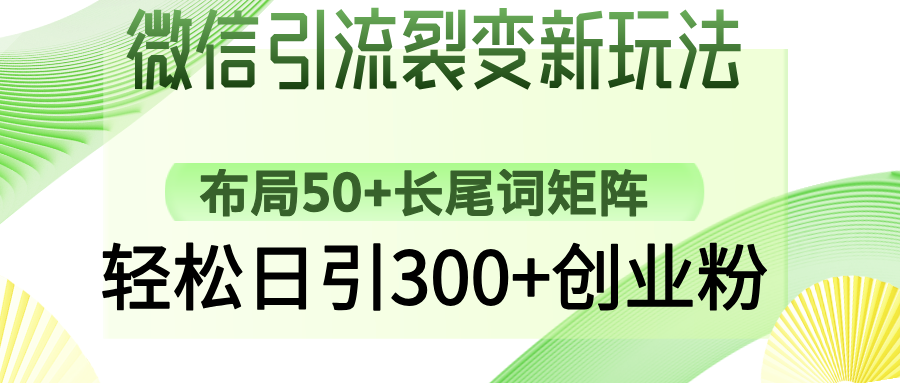 微信引流裂变新玩法：布局50+长尾词矩阵，轻松日引300+创业粉 - 严选资源大全 - 严选资源大全