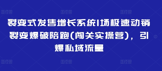 裂变式发售增长系统1场极速动销裂变爆破陪跑(闯关实操营)，引爆私域流量 - 严选资源大全 - 严选资源大全