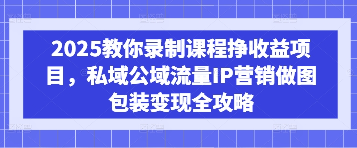 2025教你录制课程挣收益项目，私域公域流量IP营销做图包装变现全攻略 - 严选资源大全 - 严选资源大全